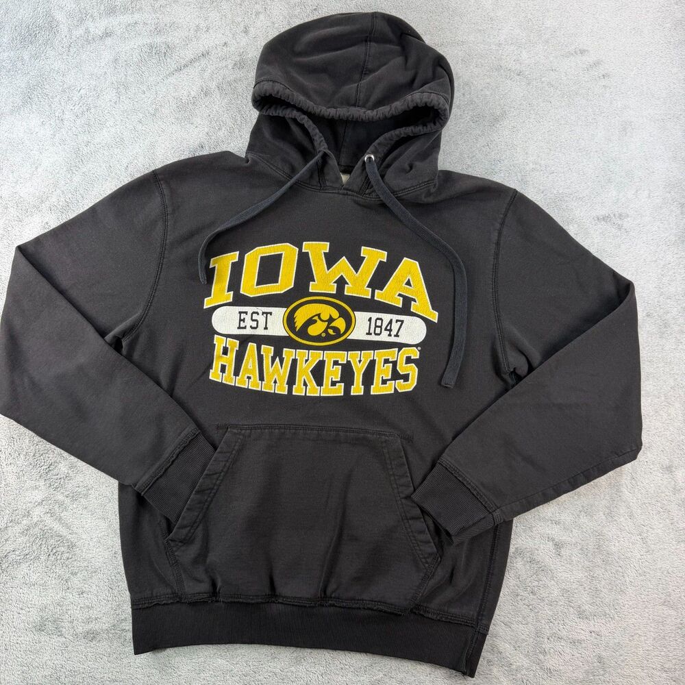 Iowa Hawkeyes Hoodie Men’s Large Black New Agenda University Pullover Sweatshirt